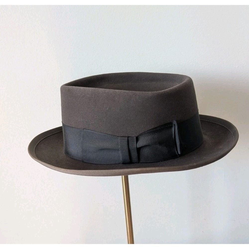 VTG Adam By Miller‎ Hat Bros Gray Fedora Women's Ribbon Trimmed Side Bow Costume